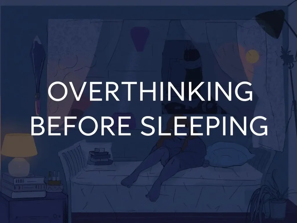 Person lying in bed awake, overthinking before sleeping – nighttime anxiety and restless mind